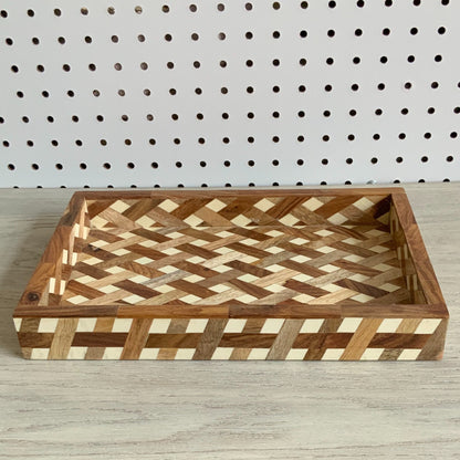 Mango & Sheesham Wood Cross Weave Tray