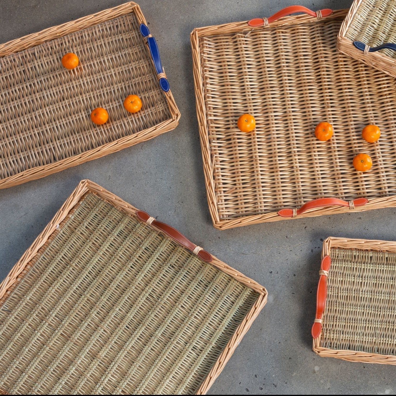 Wicker tray with deals handles