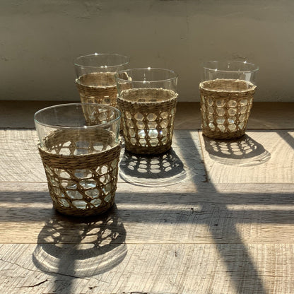 Seagrass Cage Wide Tumbler Set/4