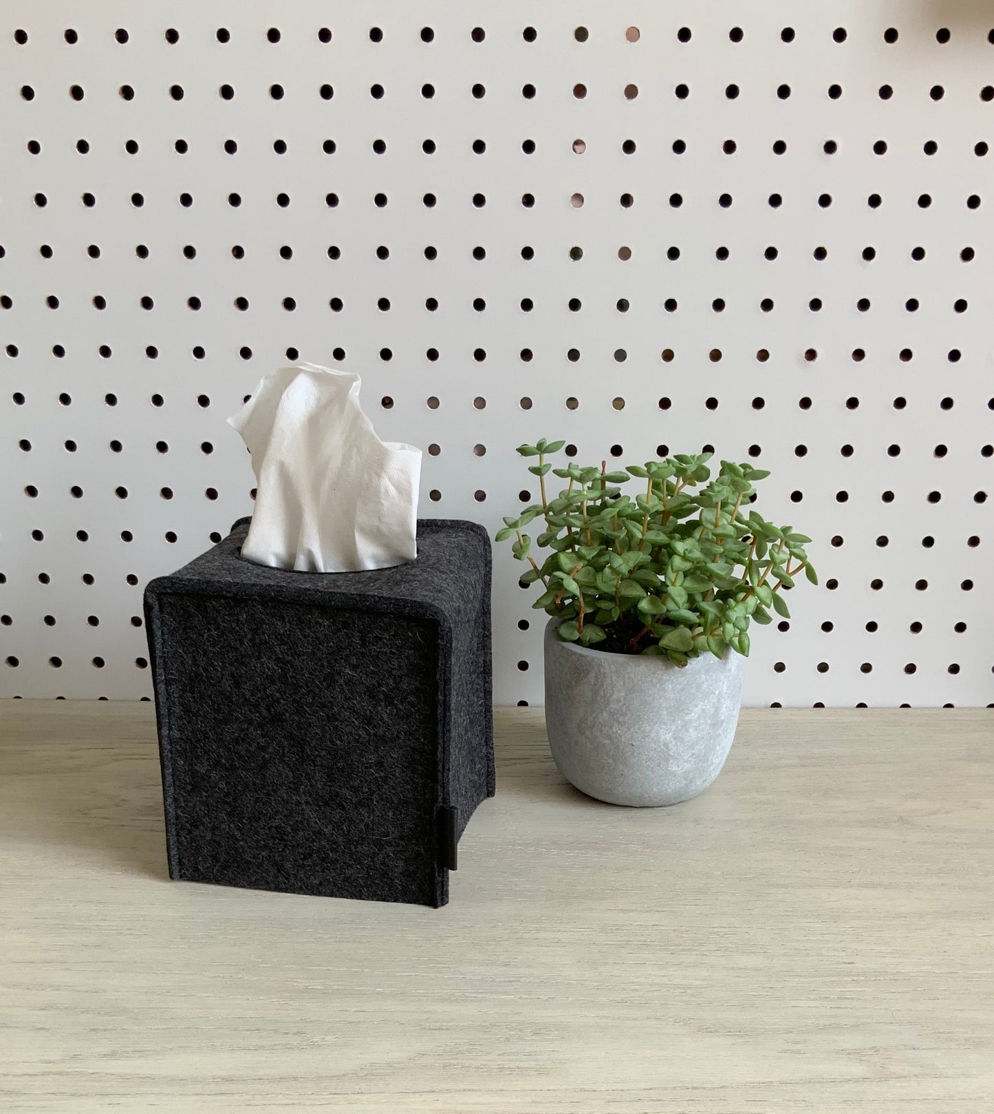 Square Wool Tissue Cover in Charcoal