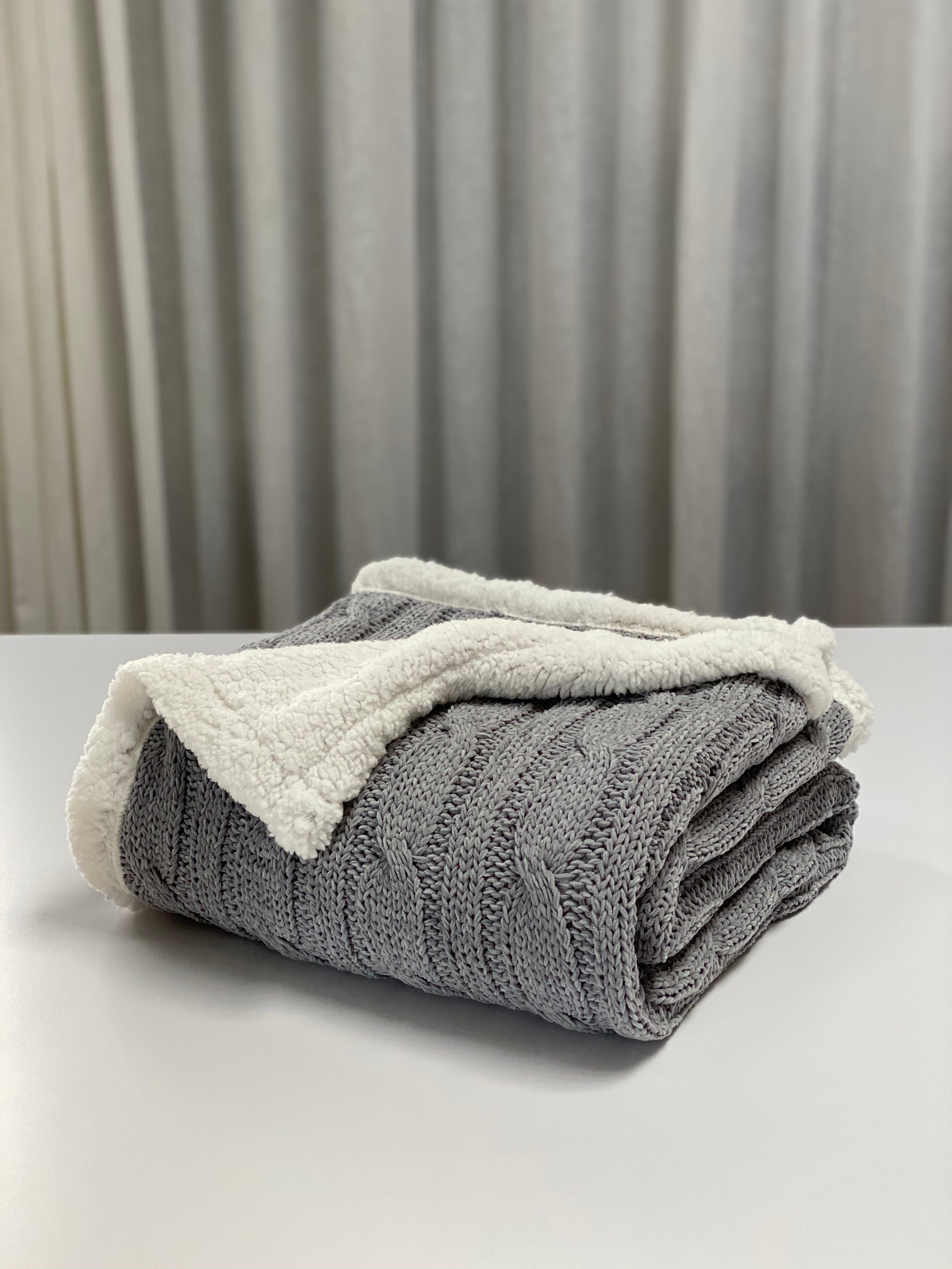 Grey chenille throw blanket hot sale