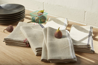 Natural Linen Selvedged Edge Napkins - Set of 4