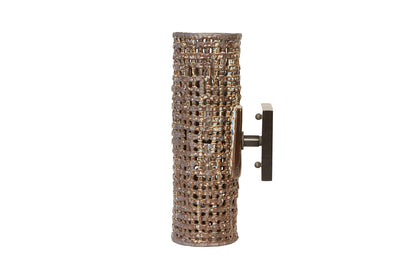 Basketweave Sconce with Wood Backplate