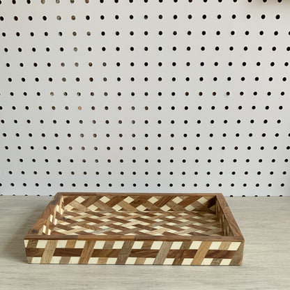 Mango & Sheesham Wood Cross Weave Tray